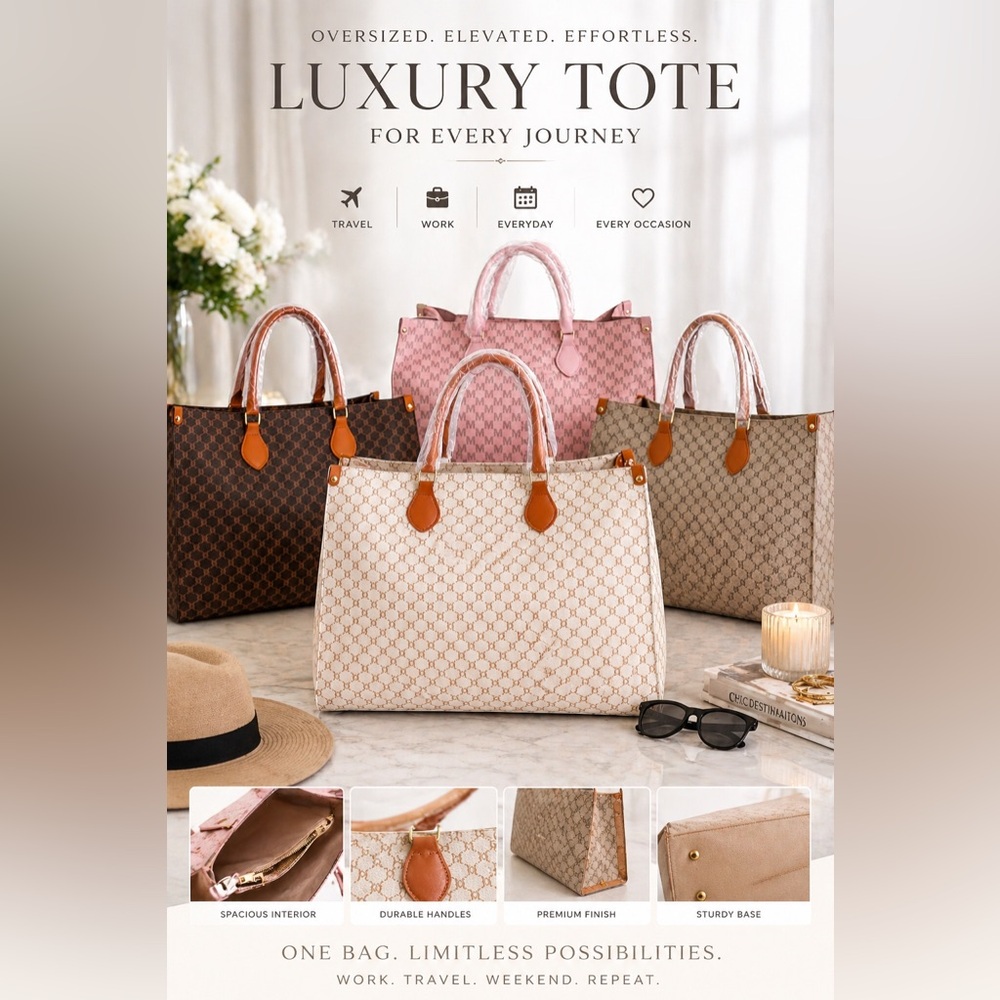 Multiple color to choose from Luxury Oversized Designer-Inspired Bag | Everyday